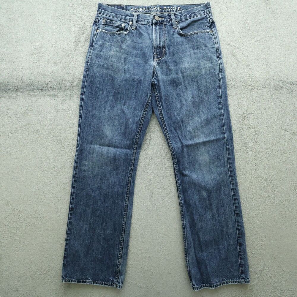American Eagle Jeans Mens Size 34x34 Blue Bootcut 100% Cotton Denim Medium Wash